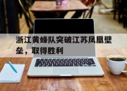 开云体育下载-浙江黄蜂队突破江苏凤凰壁垒，取得胜利